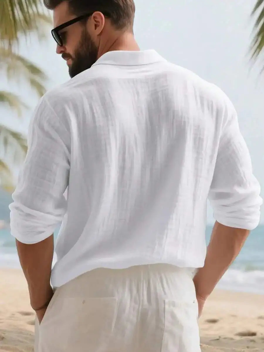 Men Linen Long Sleeve Shirt