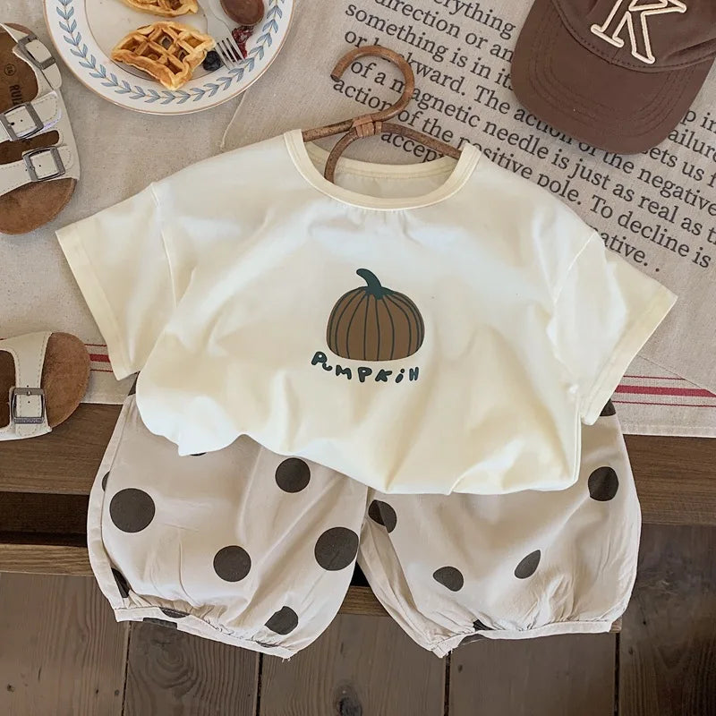 Pumpkin print cotton tee