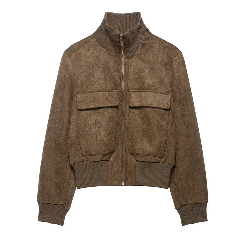 Women’s Vintage Faux Suede Cropped Jacket