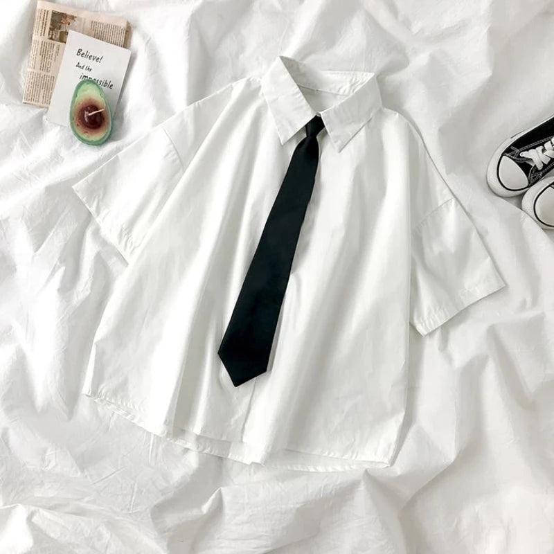 Preppy Tie White Shirt