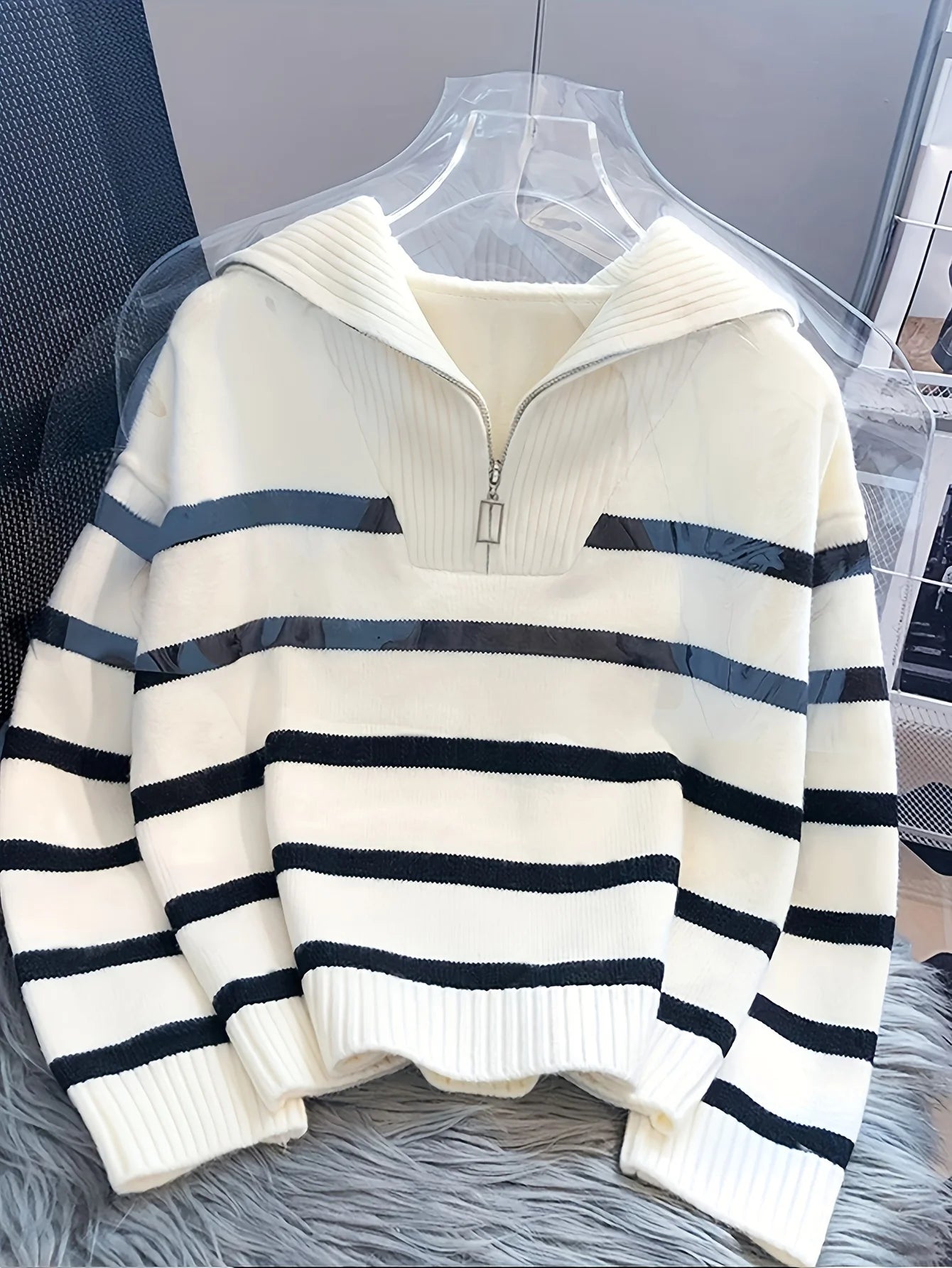 Striped Zip Pullover
