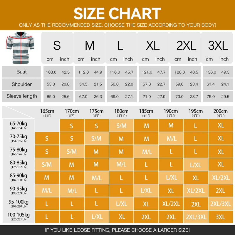 Size guide for Retro Knit Polo