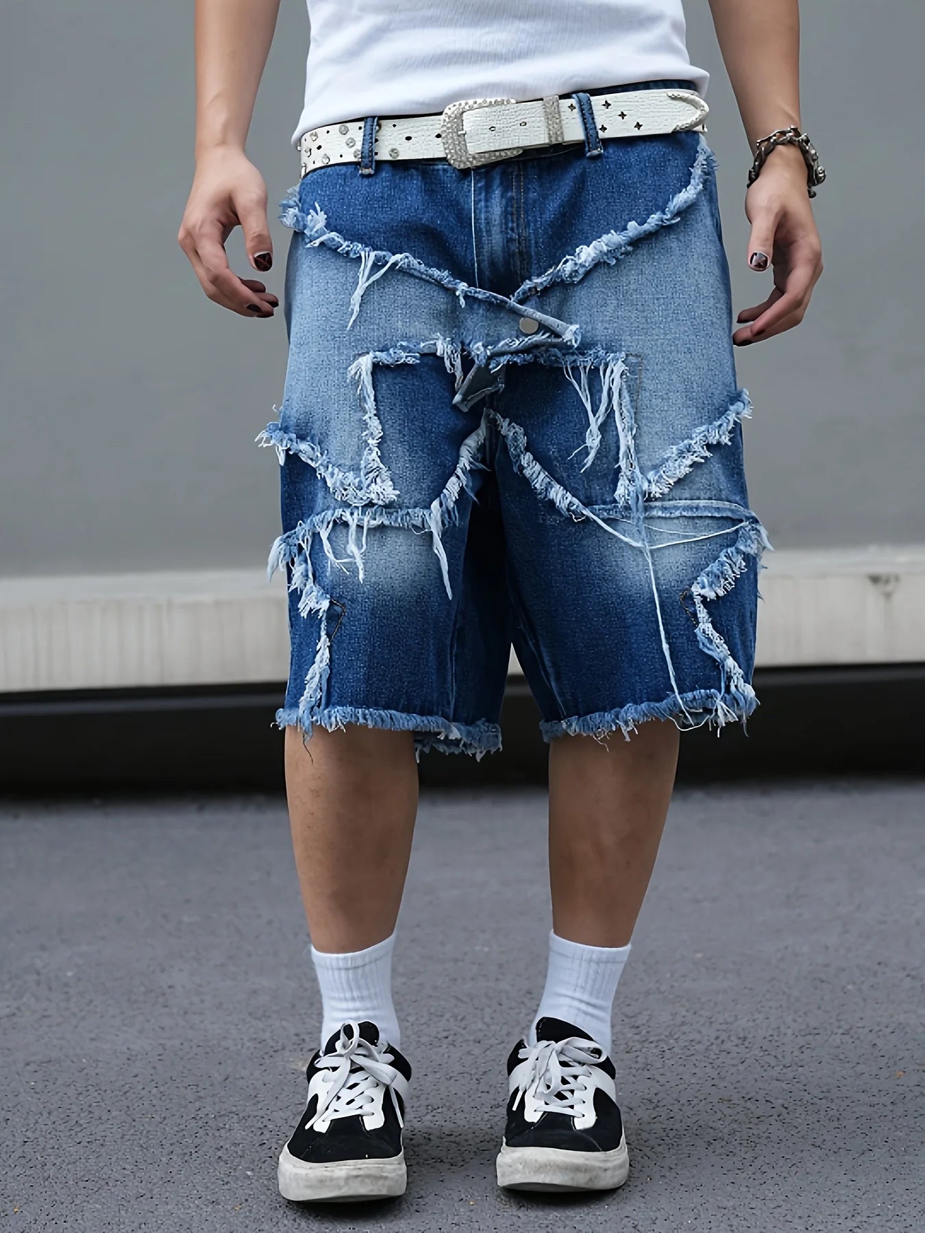 Men's Tattered Denim Shorts