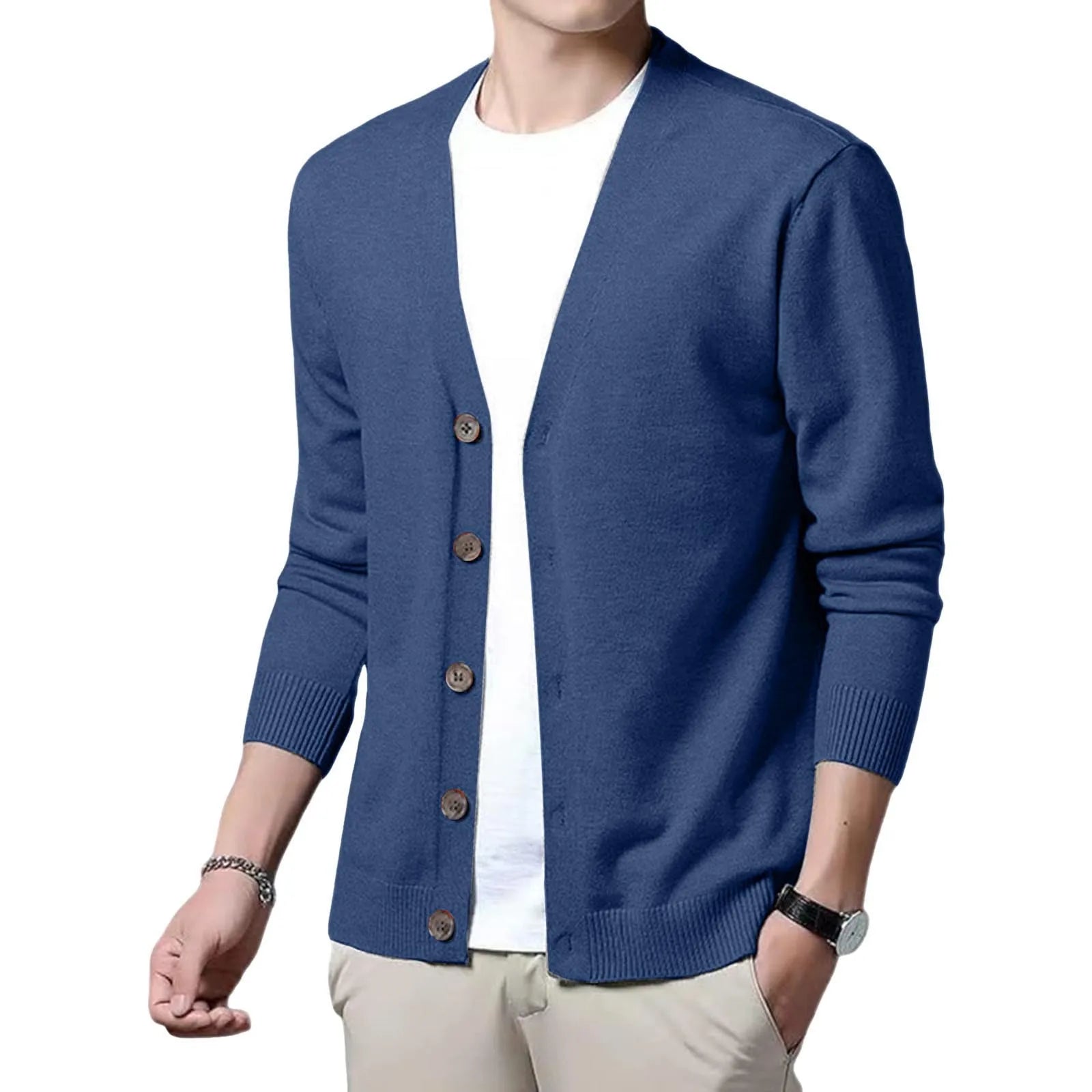 Ribbed V Neck Cardigan