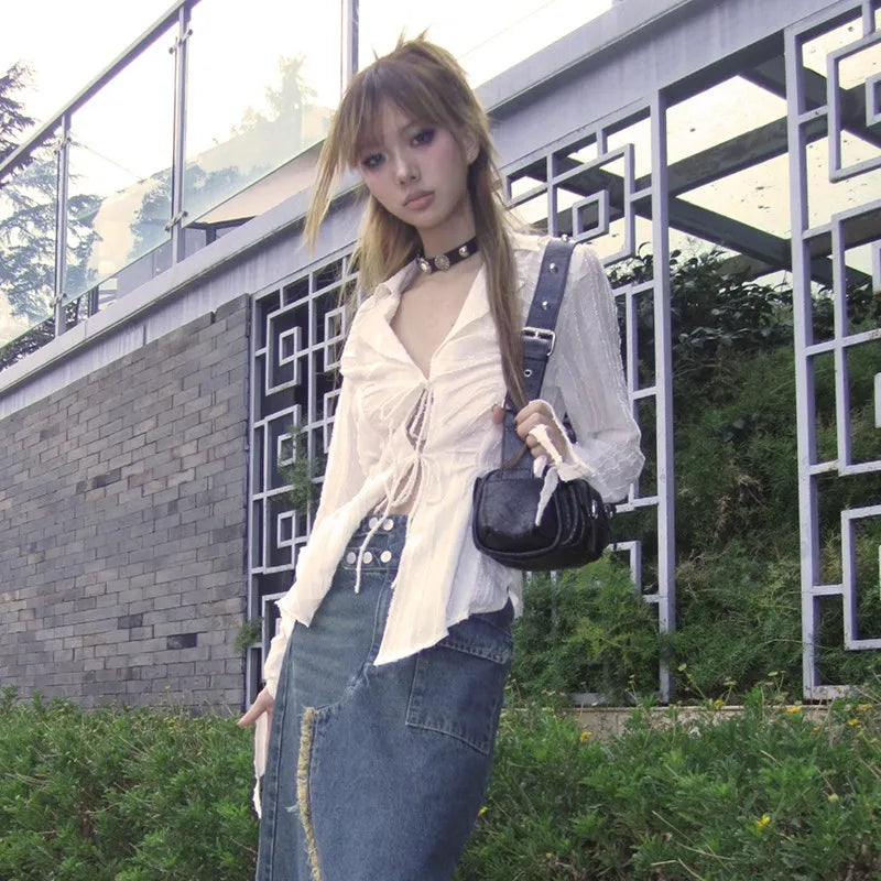 Women's Lace Up Knit shirt