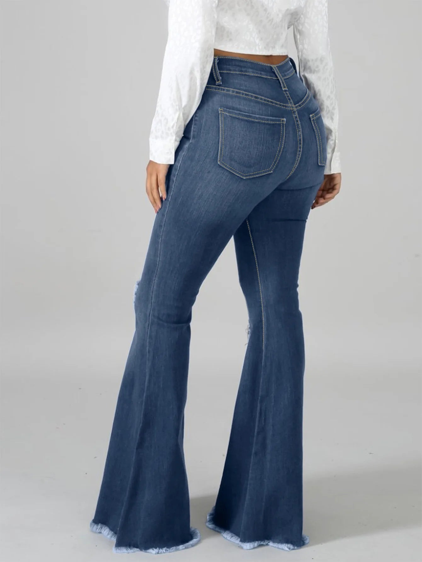 Women High Waist Jeans Ripped