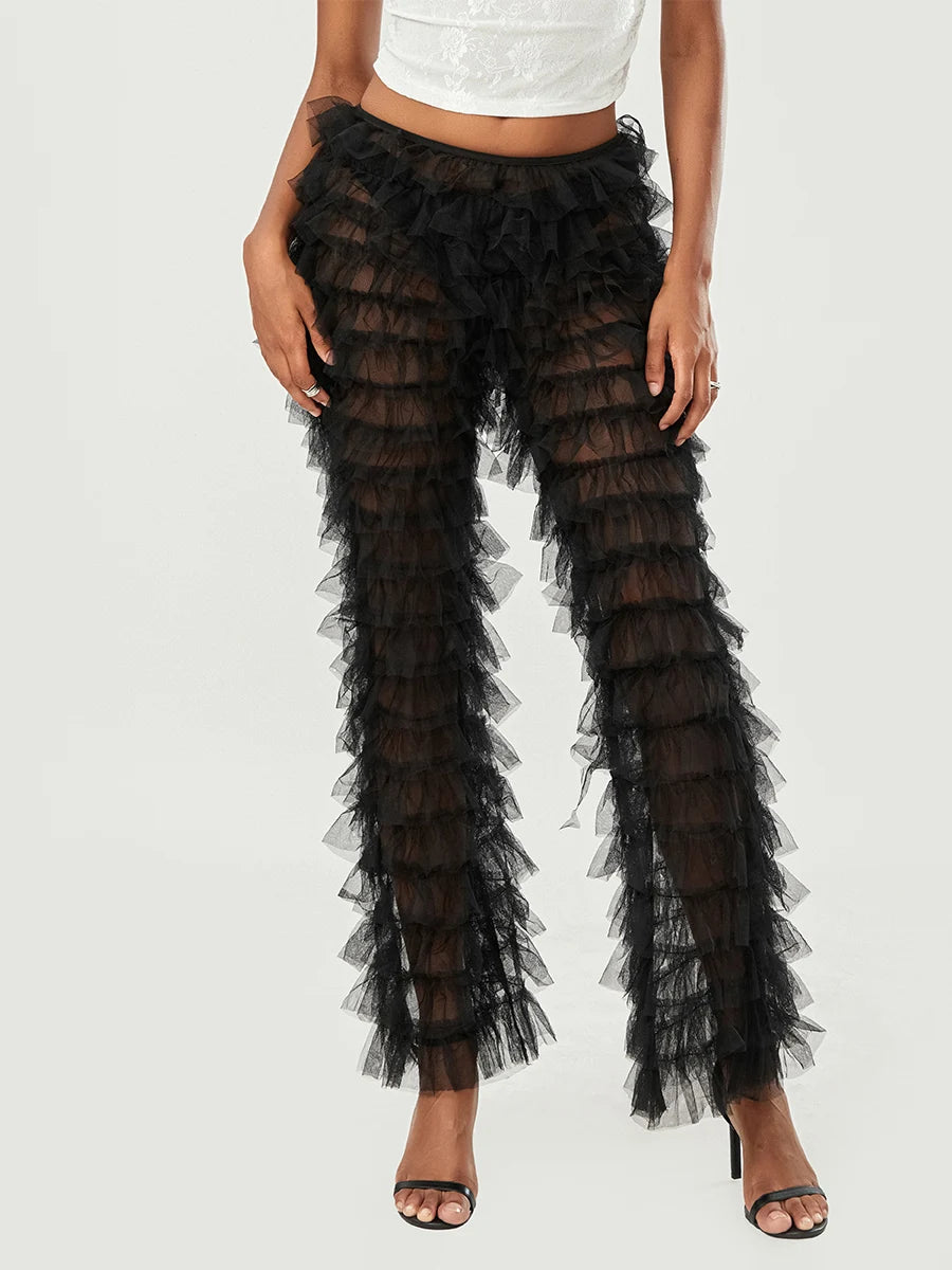 Black Wide Leg Sheer Pants