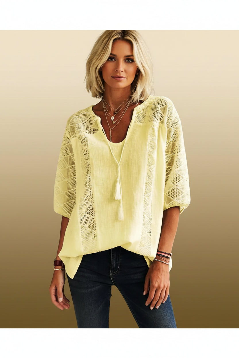Women’s V-Neck Lace Loose Fit Shirt