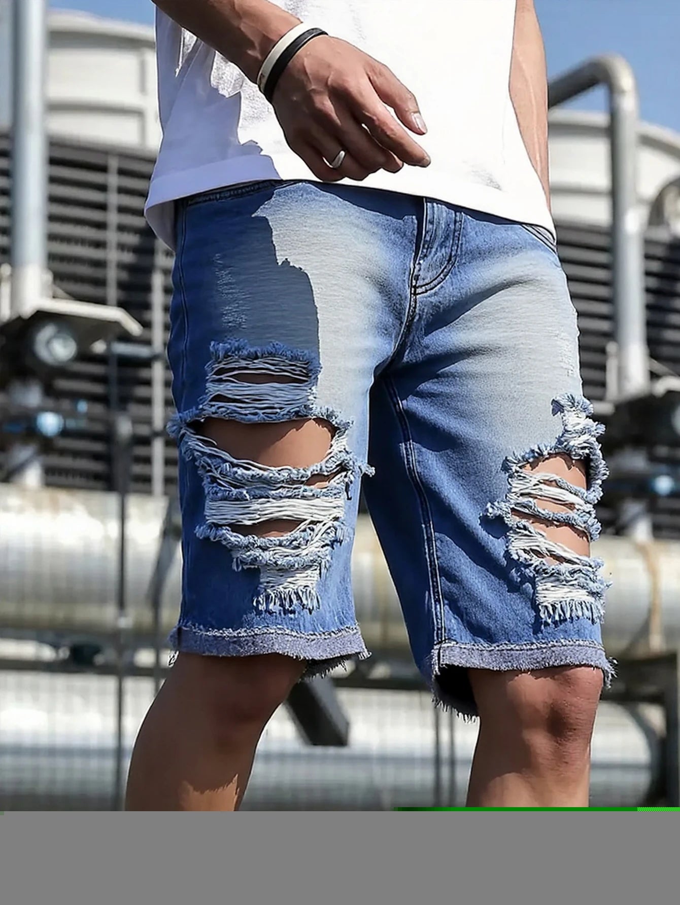 Ripped Denim Shorts