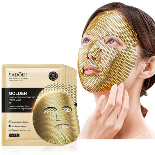 10pcs SADOER 24K Gold Face Mask Moisturizing Firming Skin Care