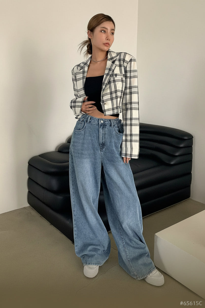 Wide Leg Baggy High Waist Light Wash Jeans