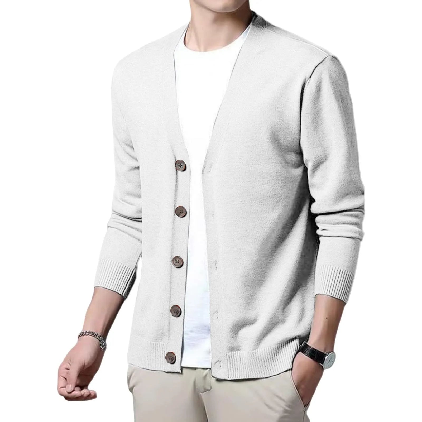 Ribbed V Neck Cardigan