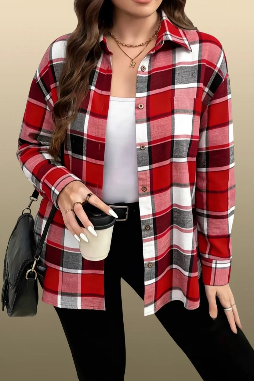 Women’s Plaid Button-Down Flannel Shacket