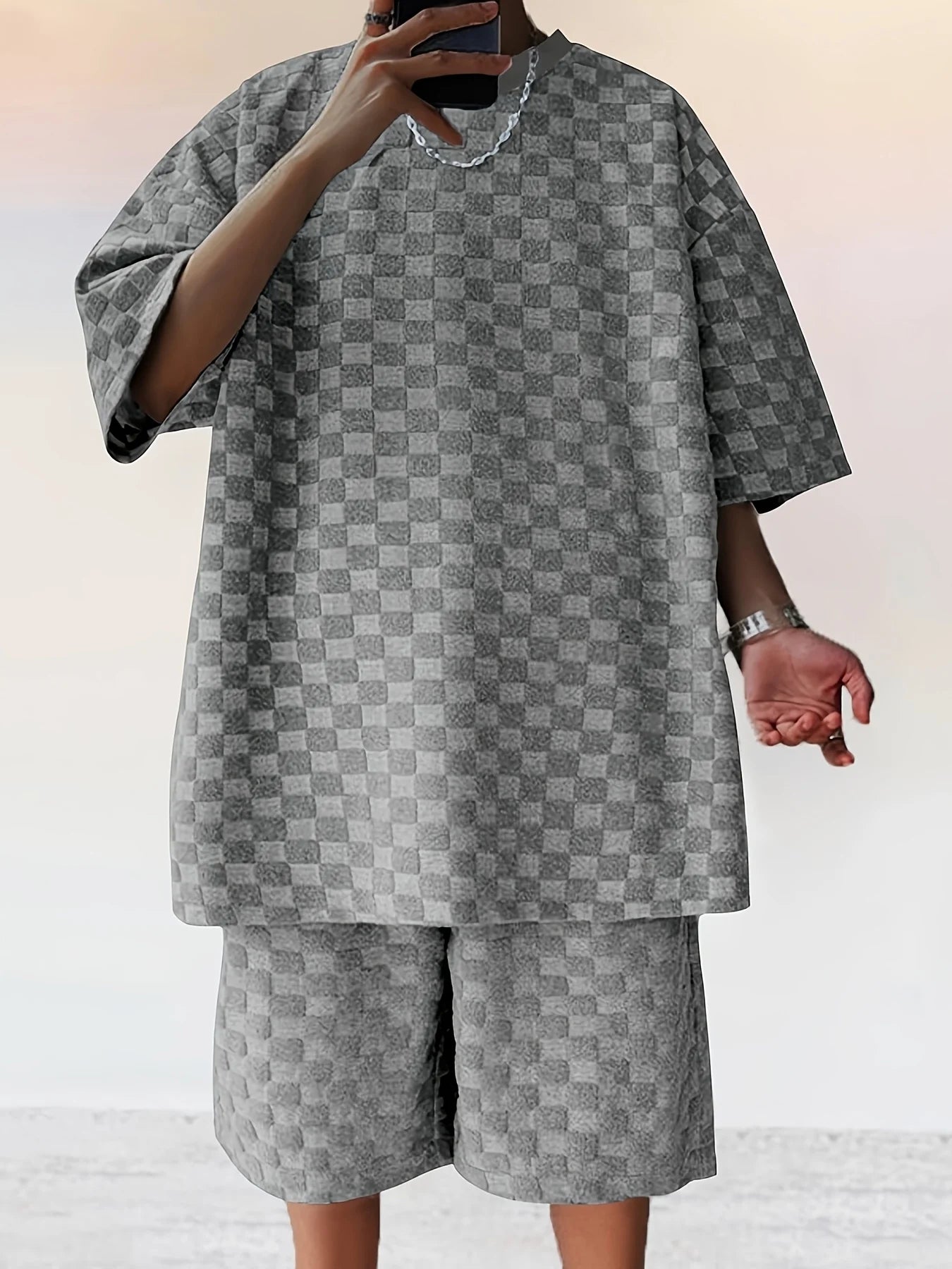 Men's Plaid T-Shirt & Shorts Set