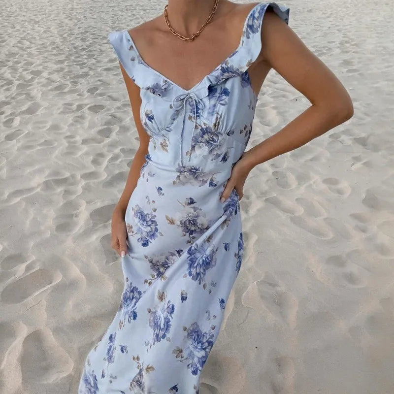 Floral Backless Sling Dress