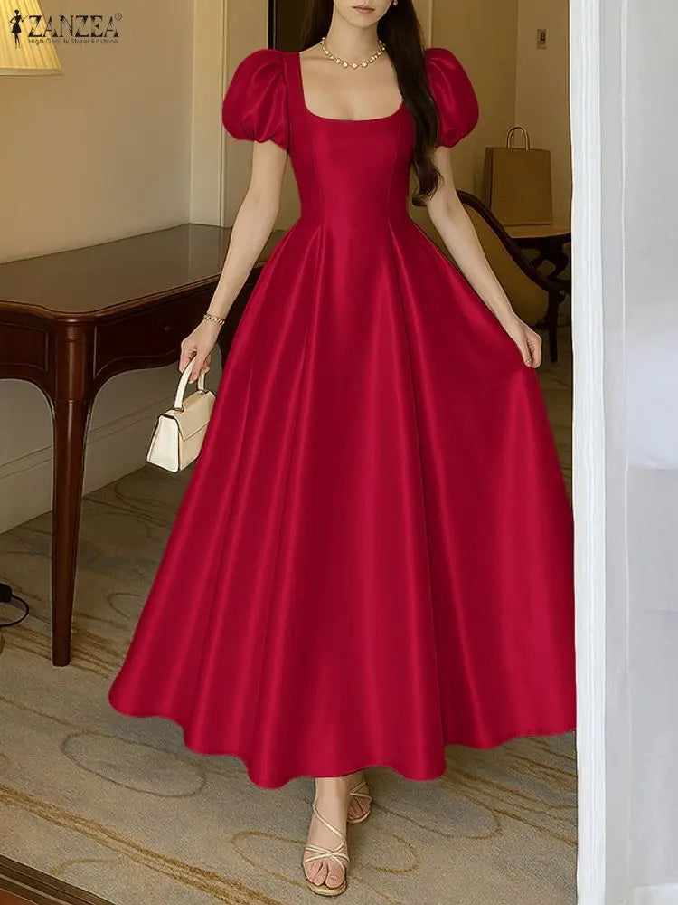 Women’s Satin Square Neck Maxi Dress
