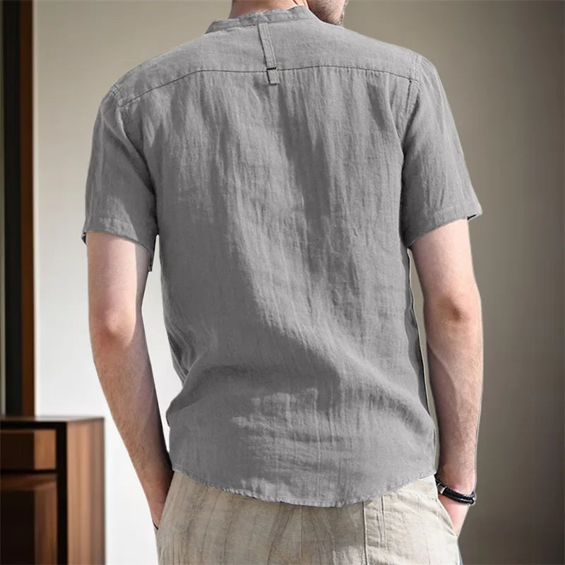 Men's Linen Henley Shirt