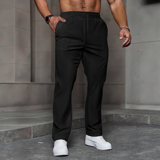Men’s Casual Jacquard Elastic Waist Street Pants