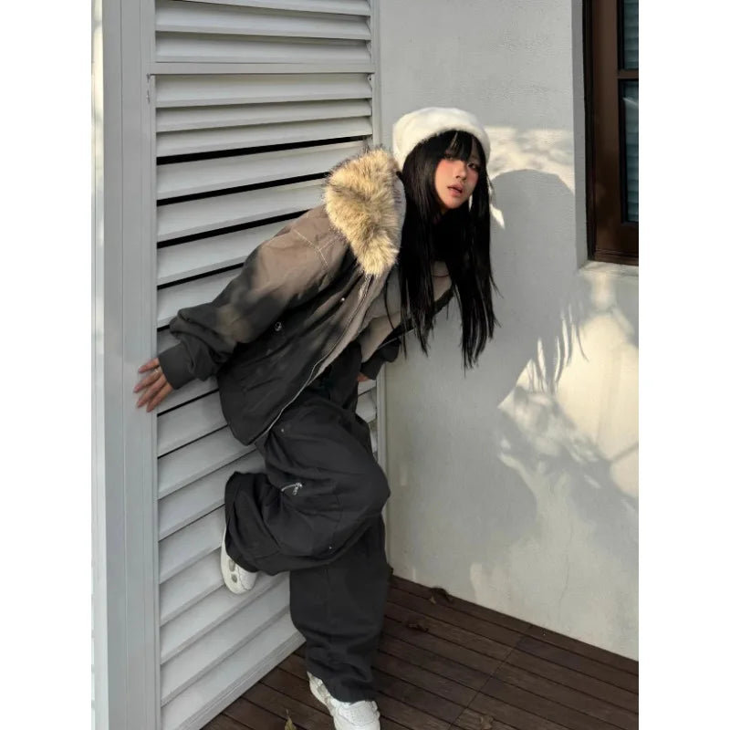 Fur Collar Zip Hoodie