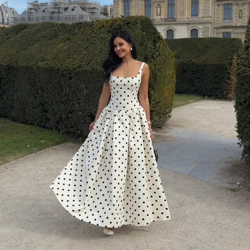 Elegant Polka Dot Maxi Dress