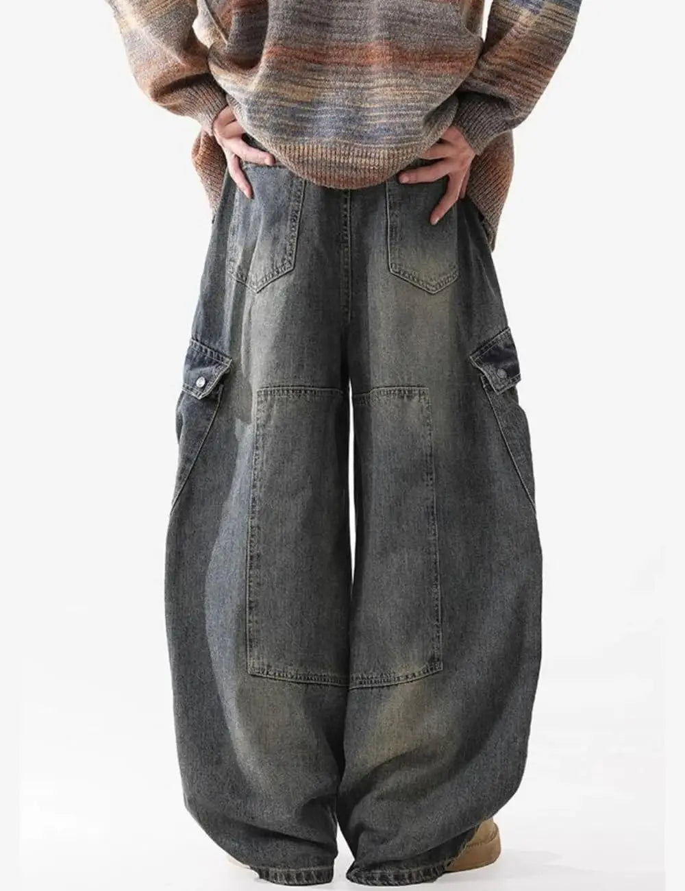 Baggy barrel wide leg cargo jeans