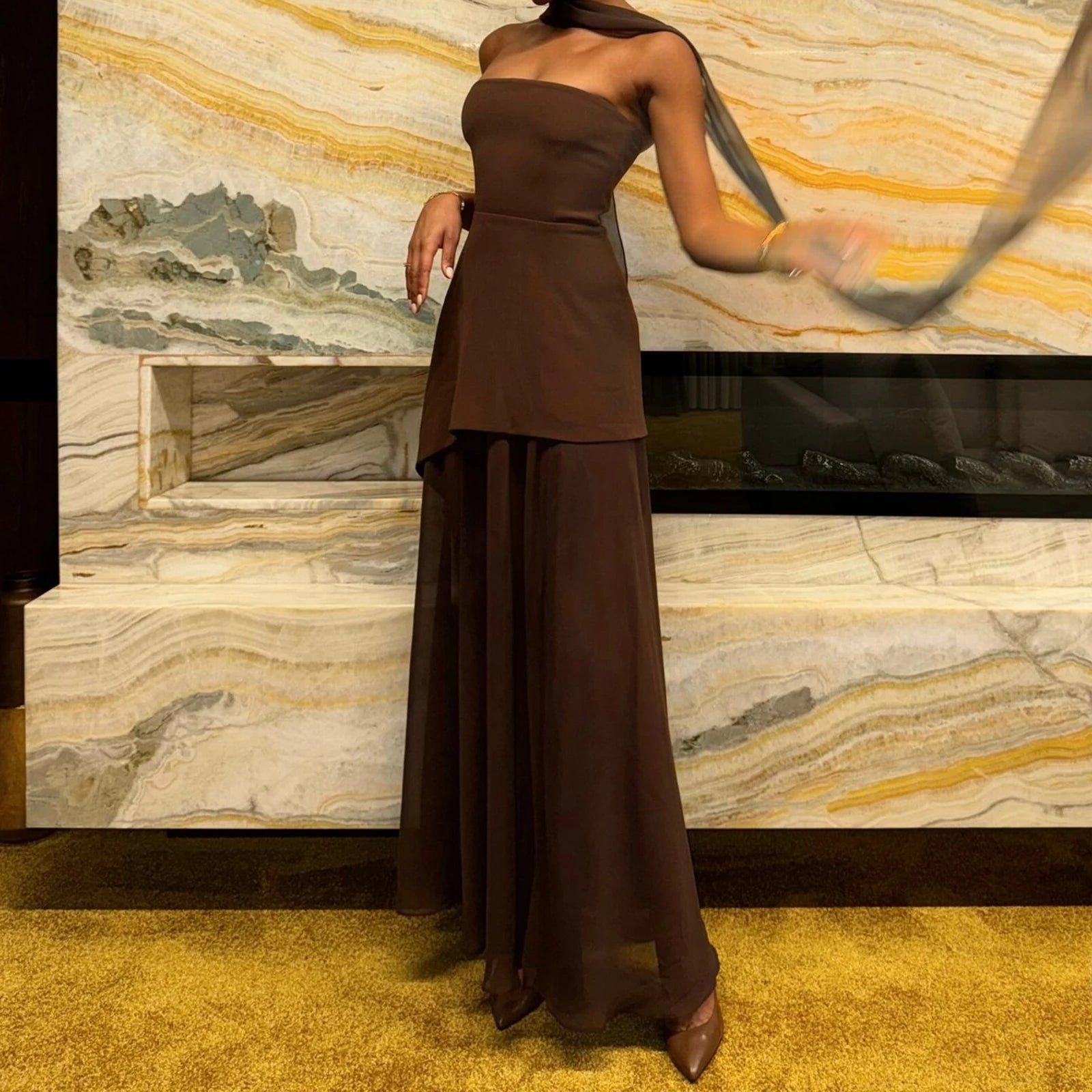 Ruffle Hem Tube Dress