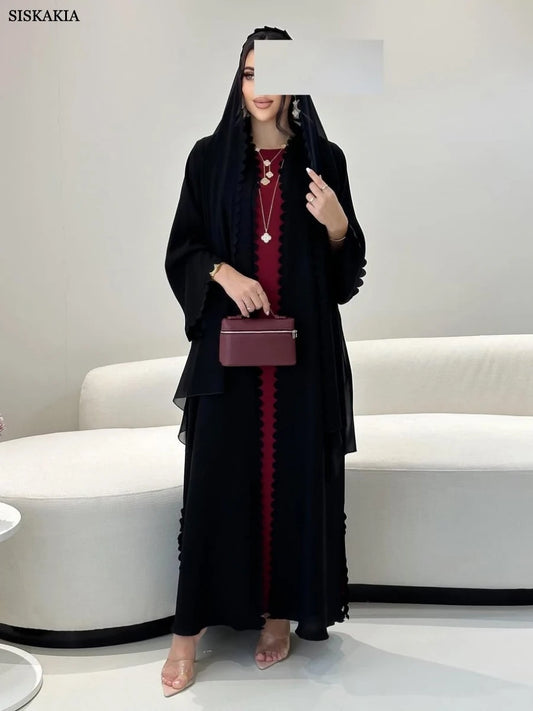 Dubai Elegant Open Abaya with Hijab