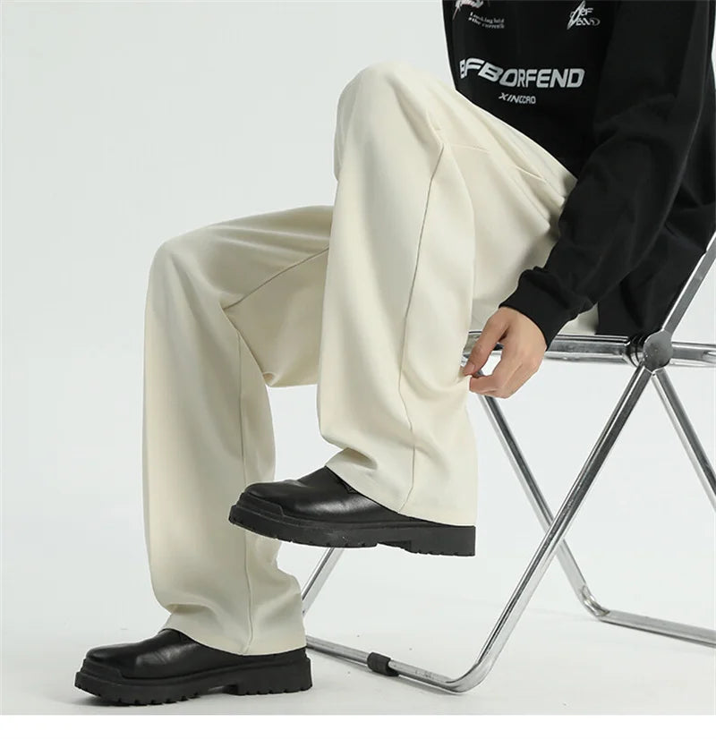Men’s Black Summer Casual Straight Pants