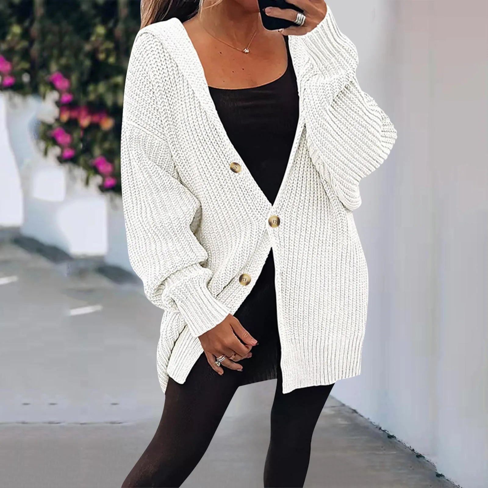 Hooded Knit Cardigan Coat