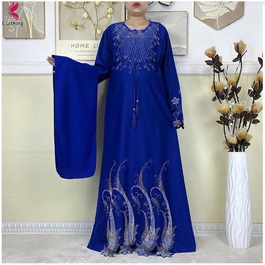 Elegant Women’s Chiffon Diamond Abaya Dress