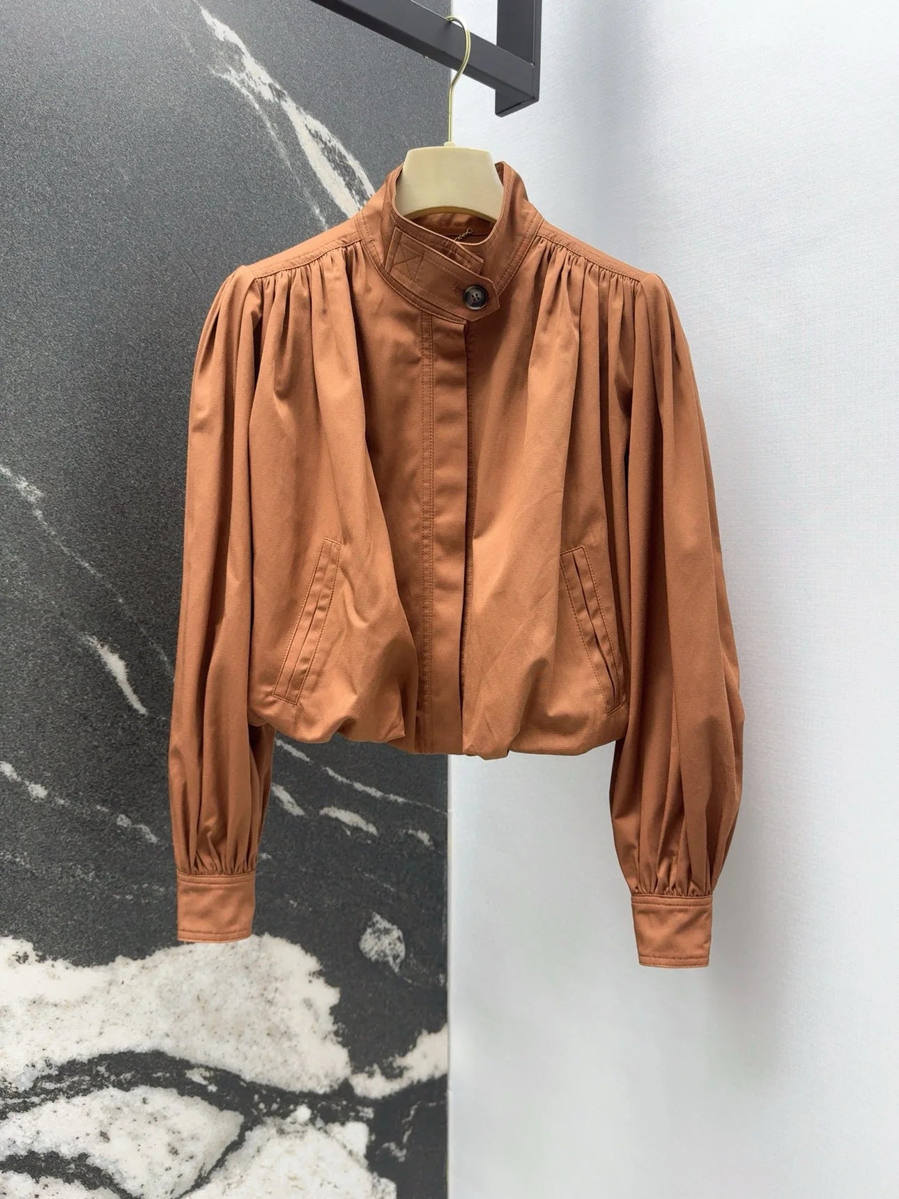 Pleated Lantern Sleeve Jacket