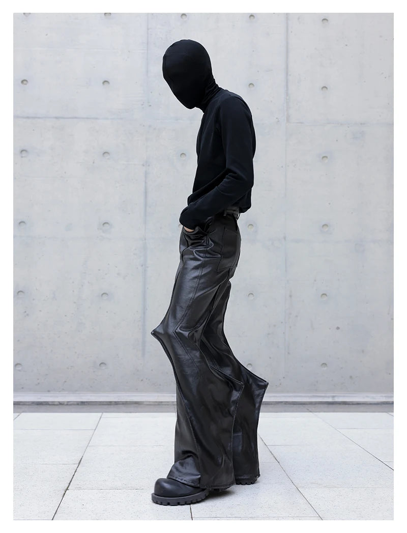 Black Flare Leather Pants
