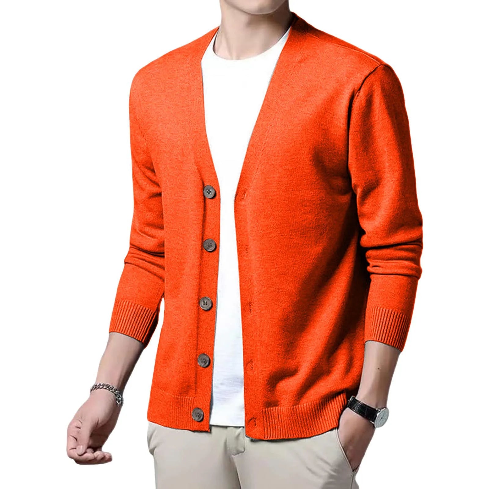 Ribbed V Neck Cardigan