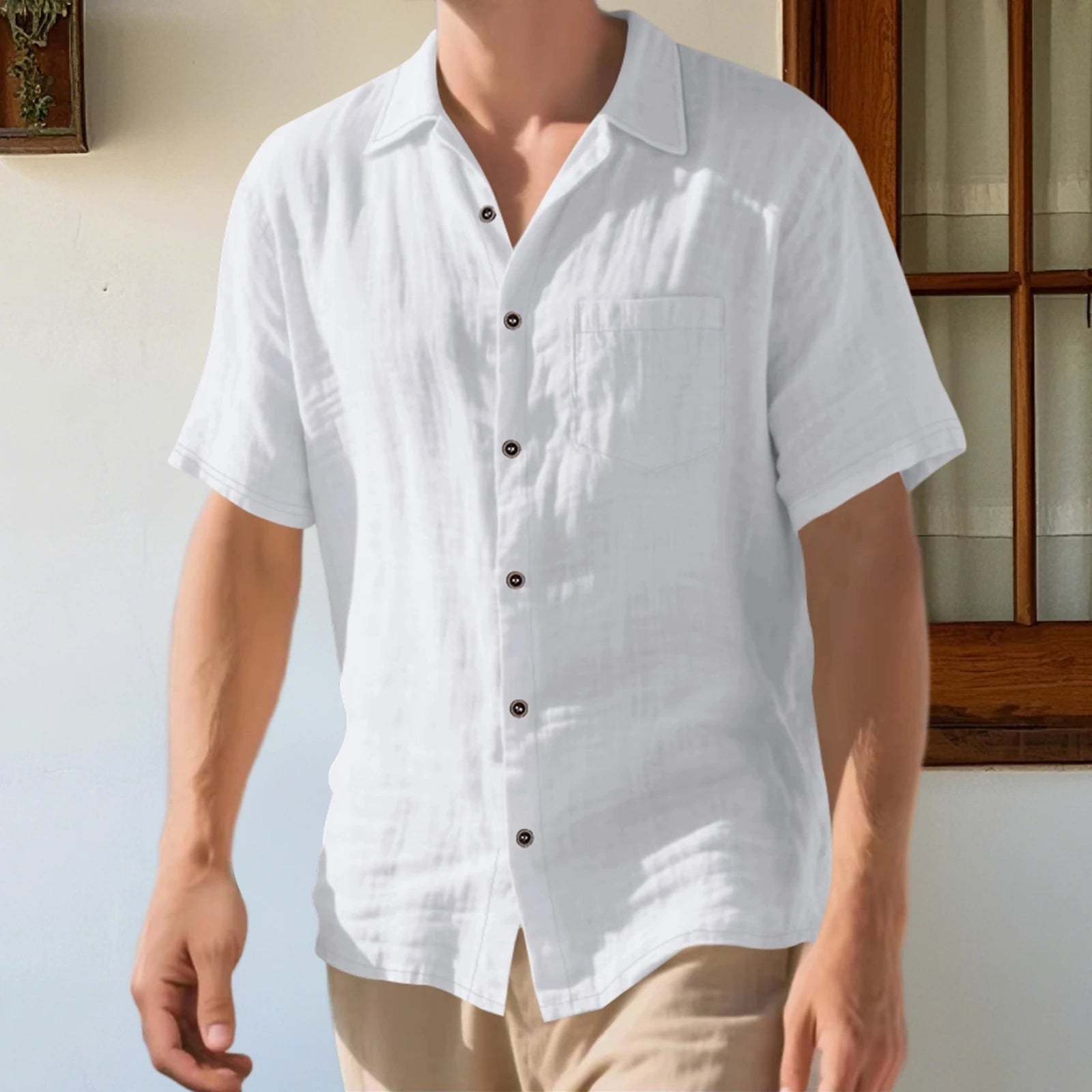 Men's Linen Button Shirt
