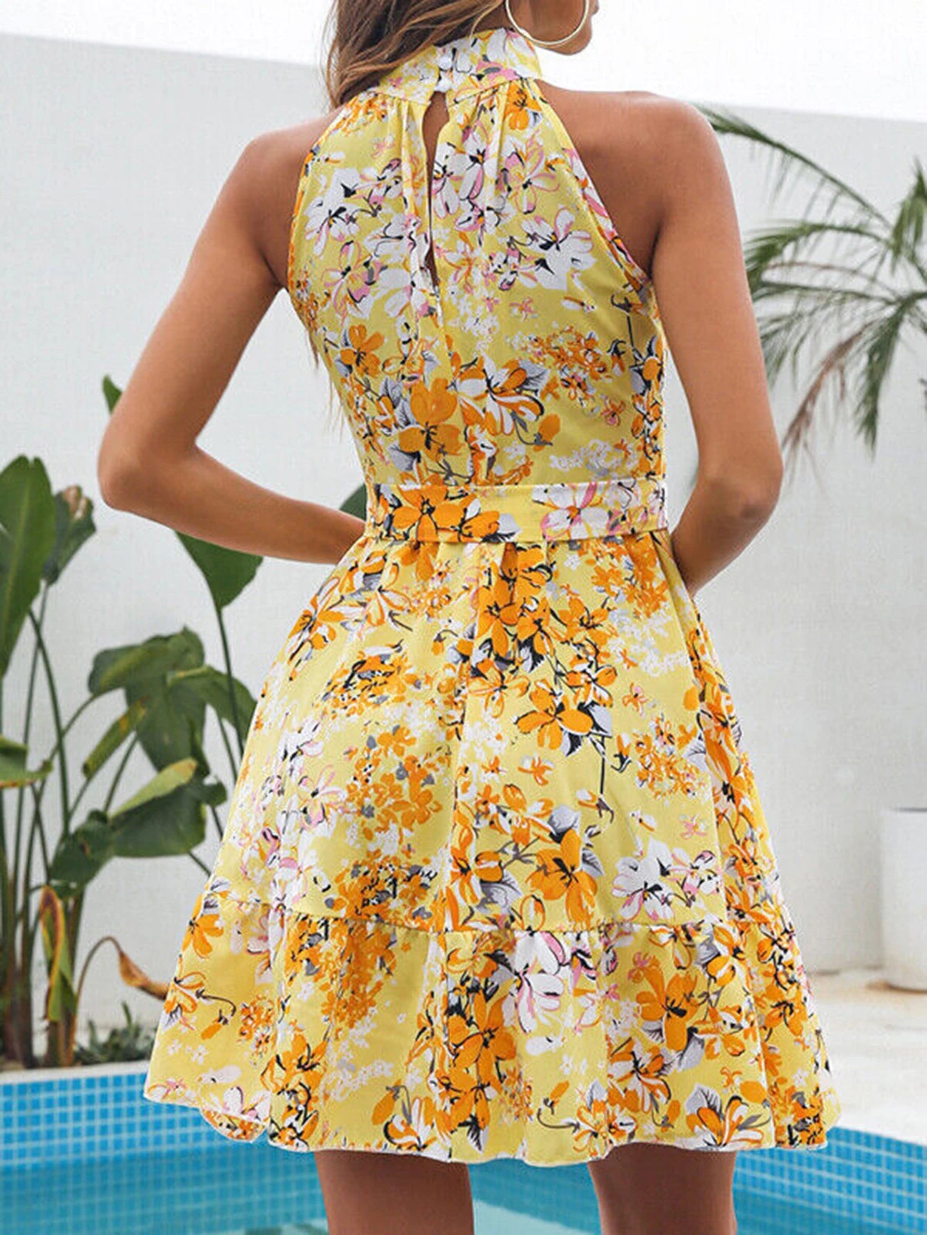 Floral Ruffle Swing Dress