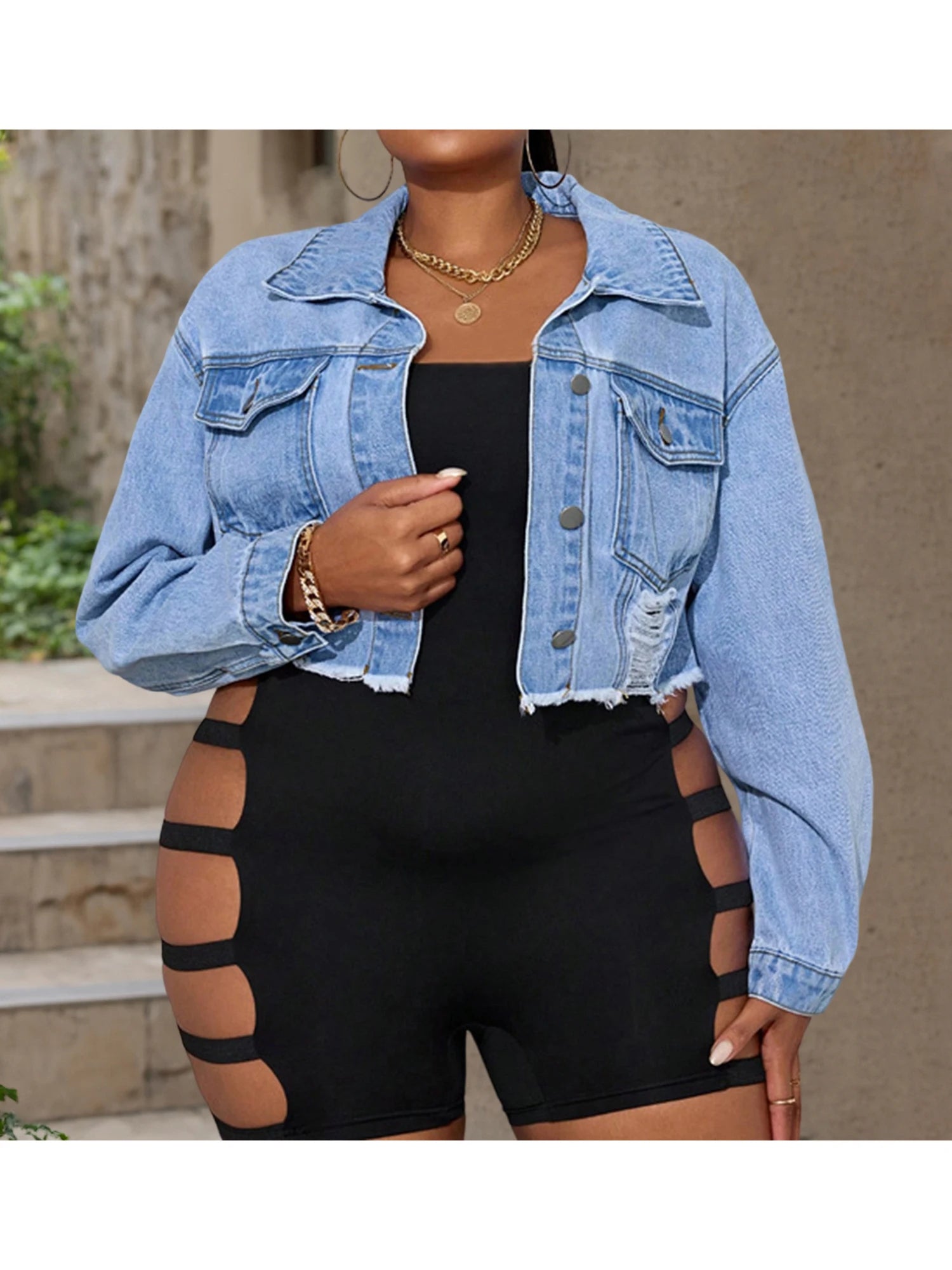 Women Cropped Denim Jacket
