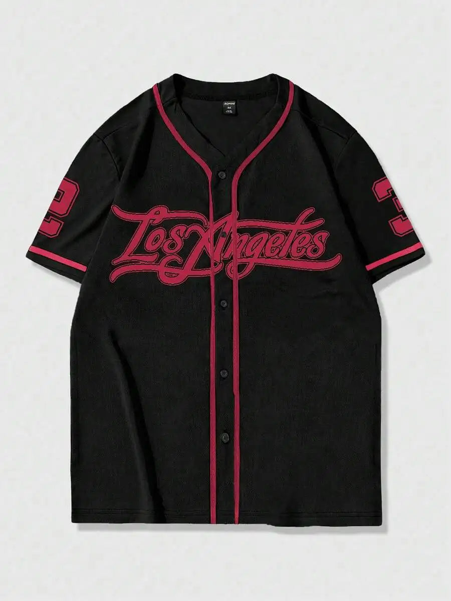 Men's LA Contrast Trim Baseball Shirt