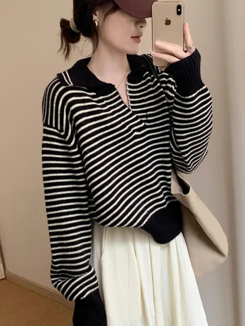 Korean Striped Pullover