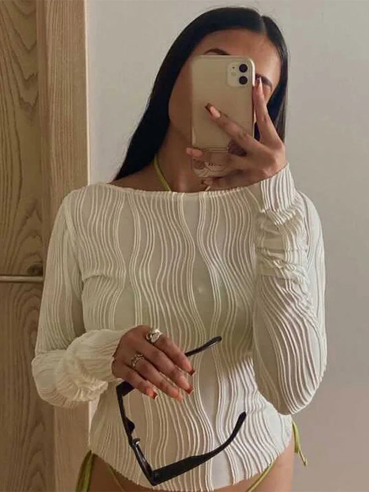Ruched Long Sleeve Crop Top