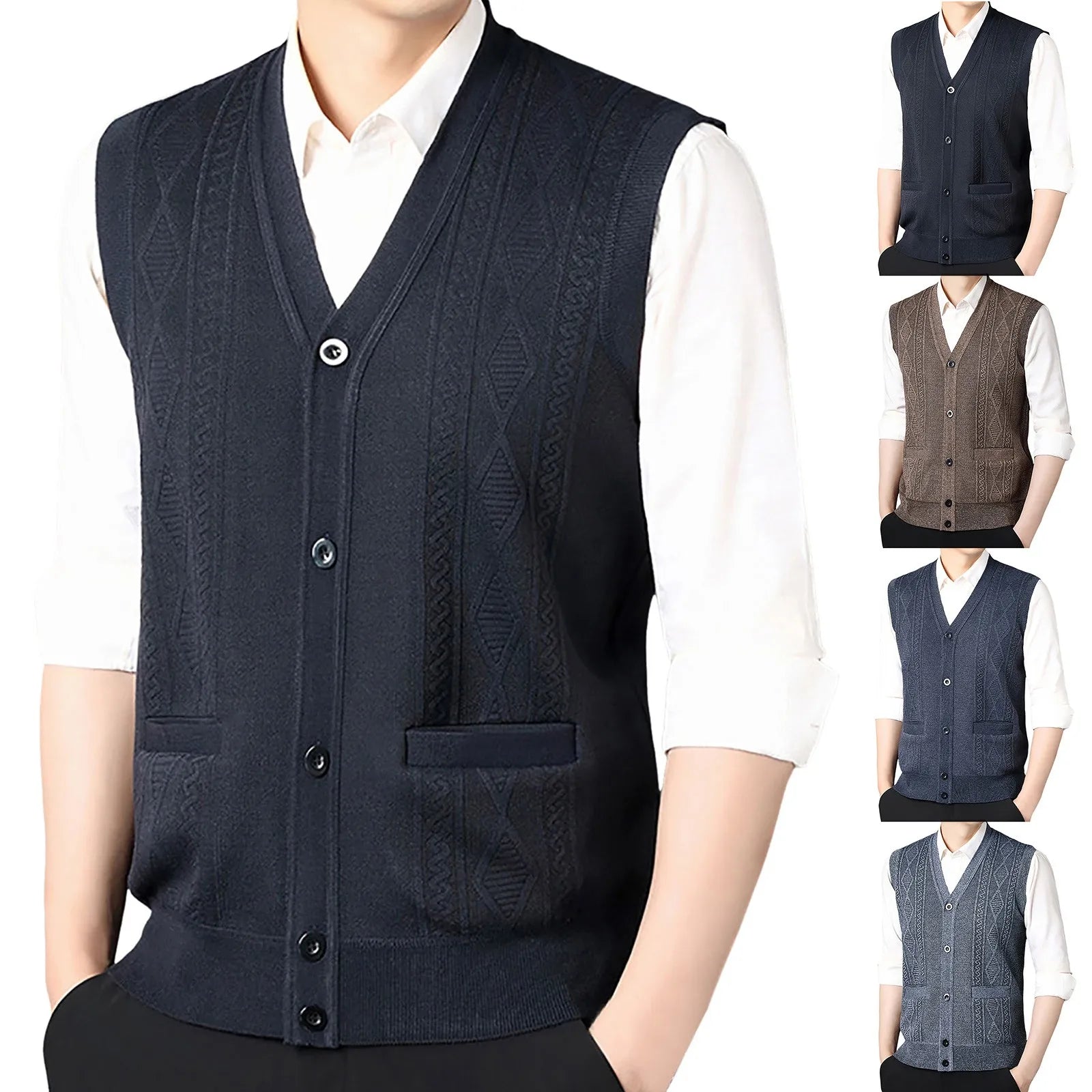 Plaid Velvet Cardigan Vest