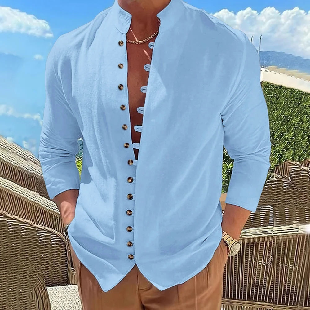 Best-Selling Men’s Cotton Linen Long-Sleeve Casual Shirt