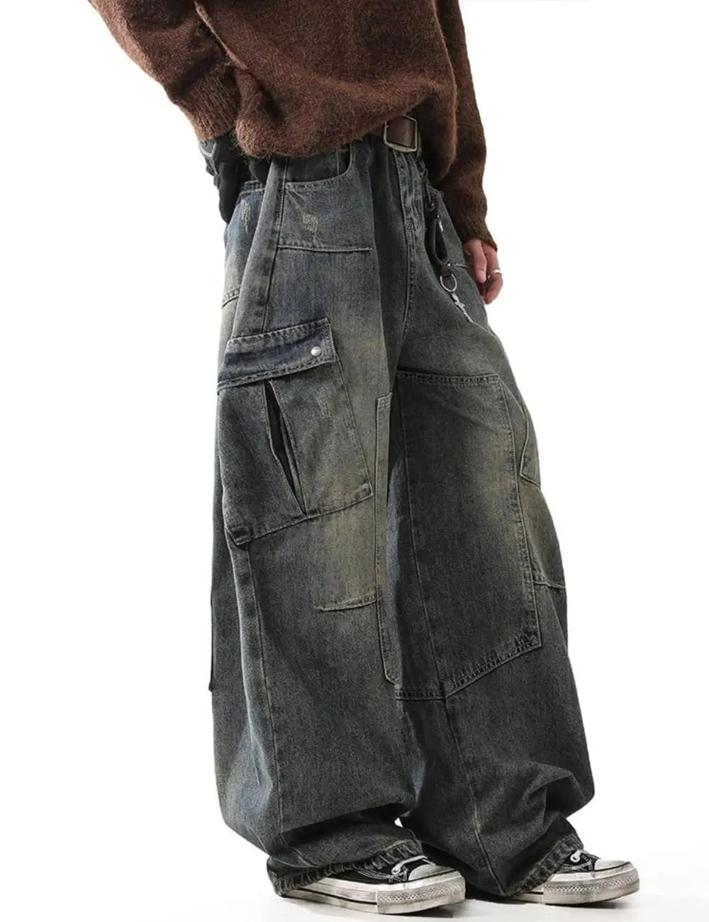 Baggy barrel wide leg cargo jeans