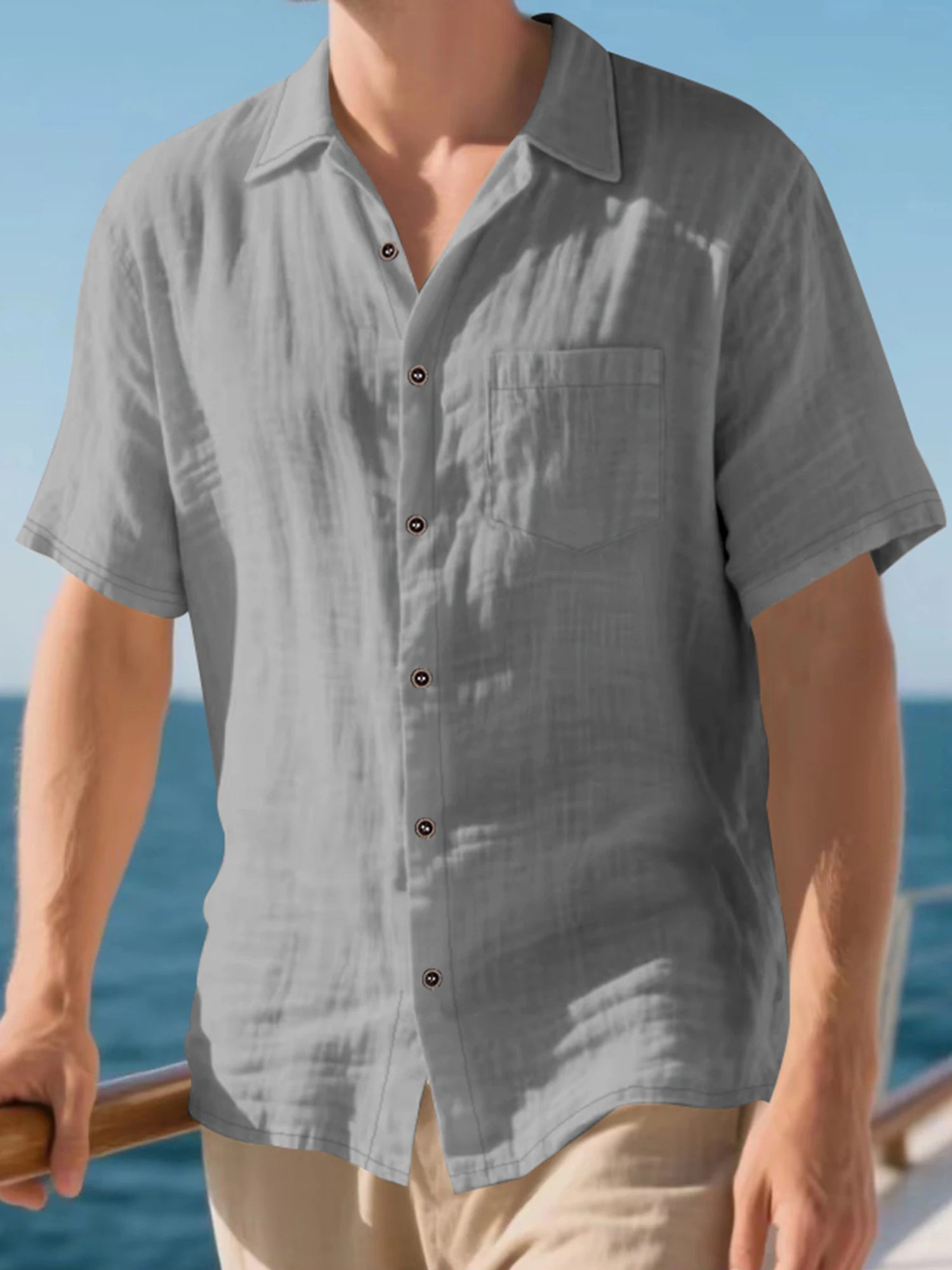 Men's Linen Button Shirt