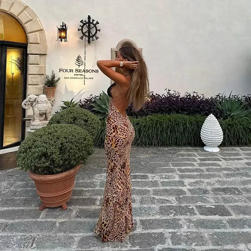 Leopard Lace Maxi Dress