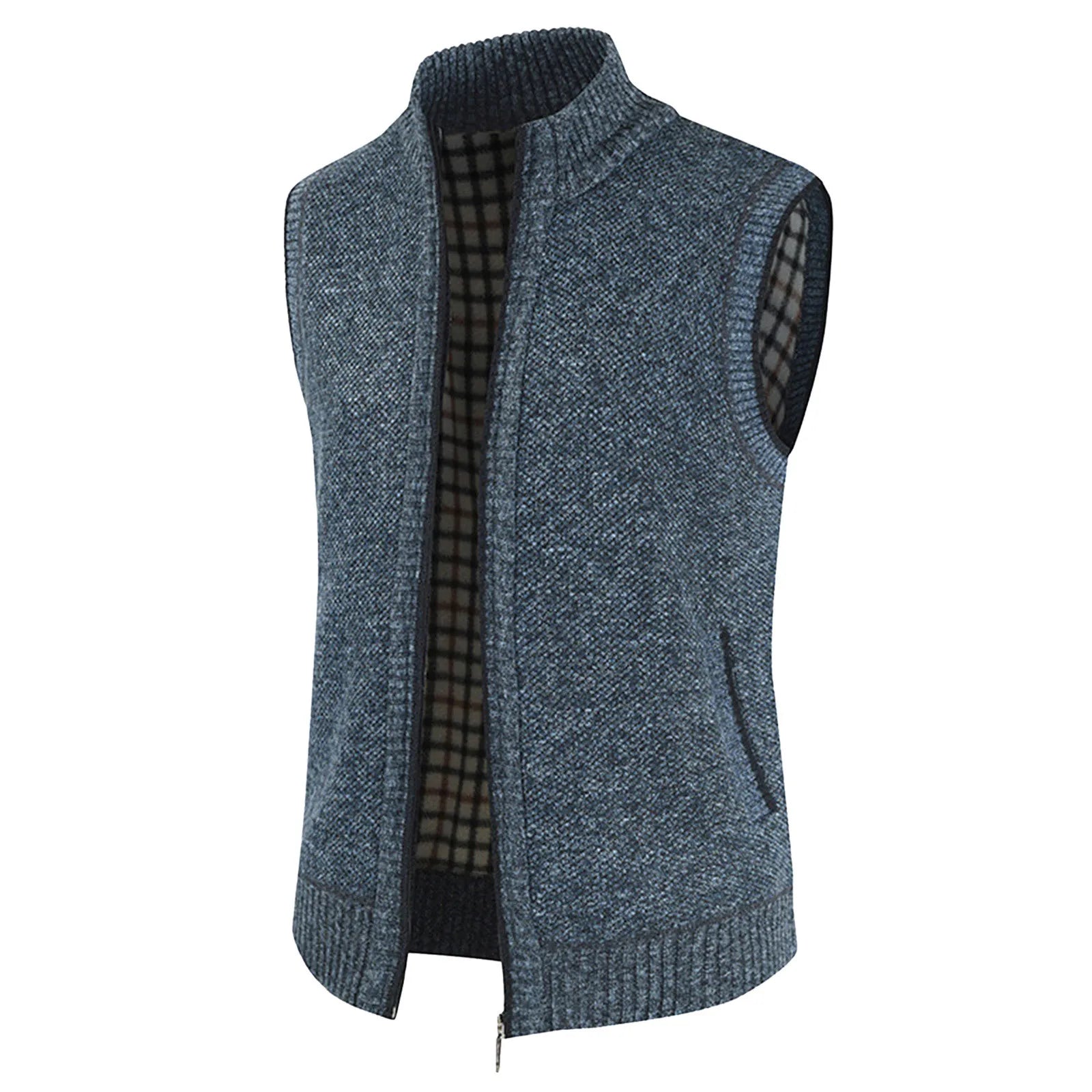 Plaid Turtleneck Sweater Vest