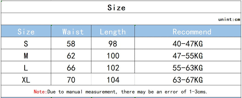 Size guide for Women Outdoor Sports Pants