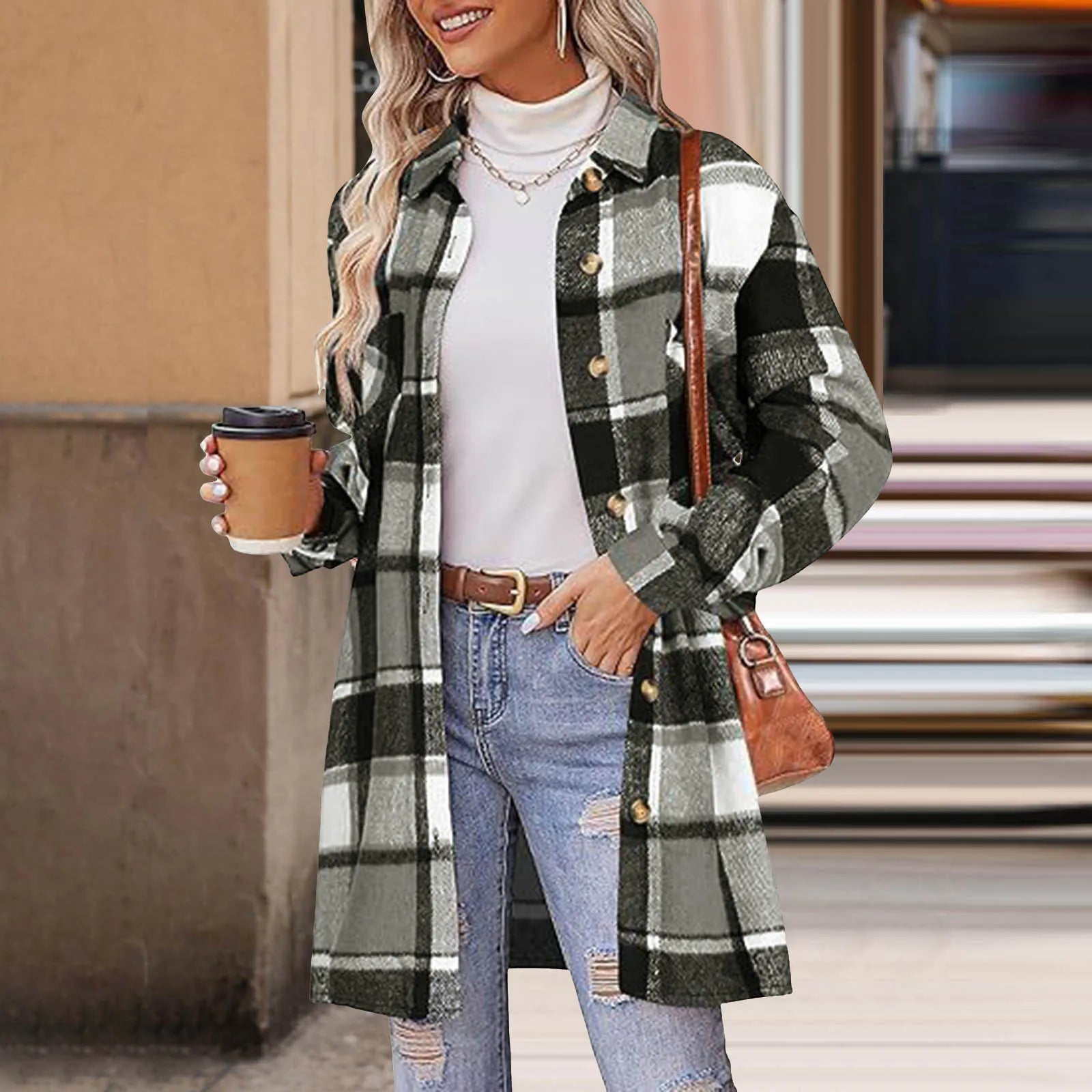 Women Plaid Shacket