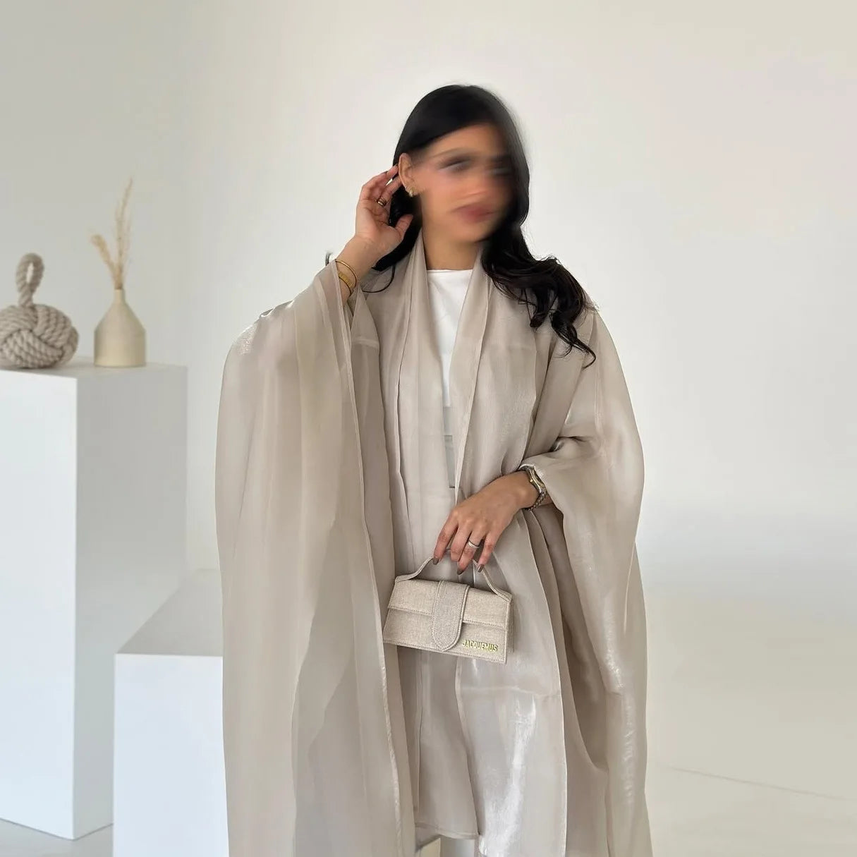 Women Silky Abaya with Scarf