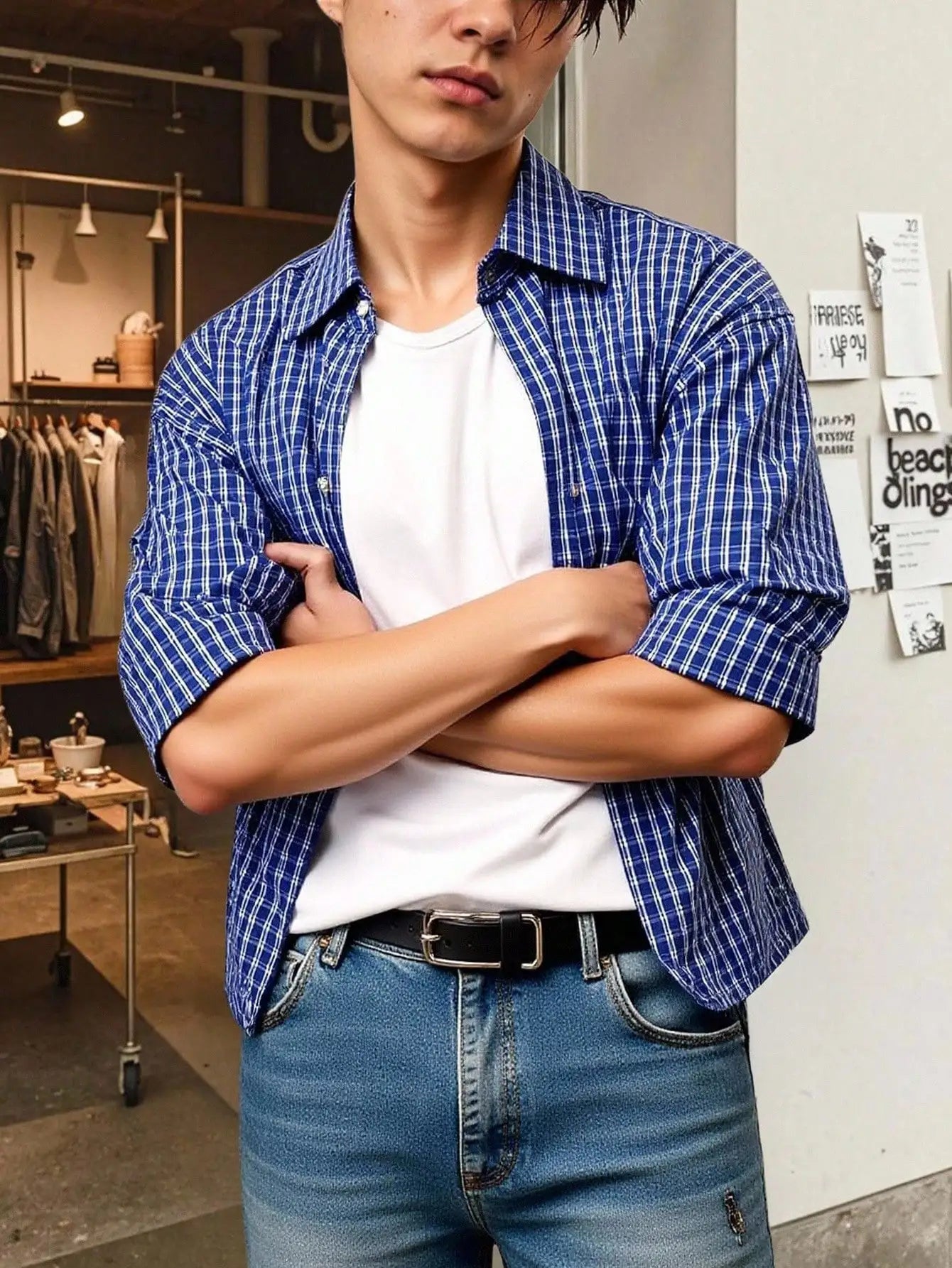 Men Cropped Short Sleeve Shirt