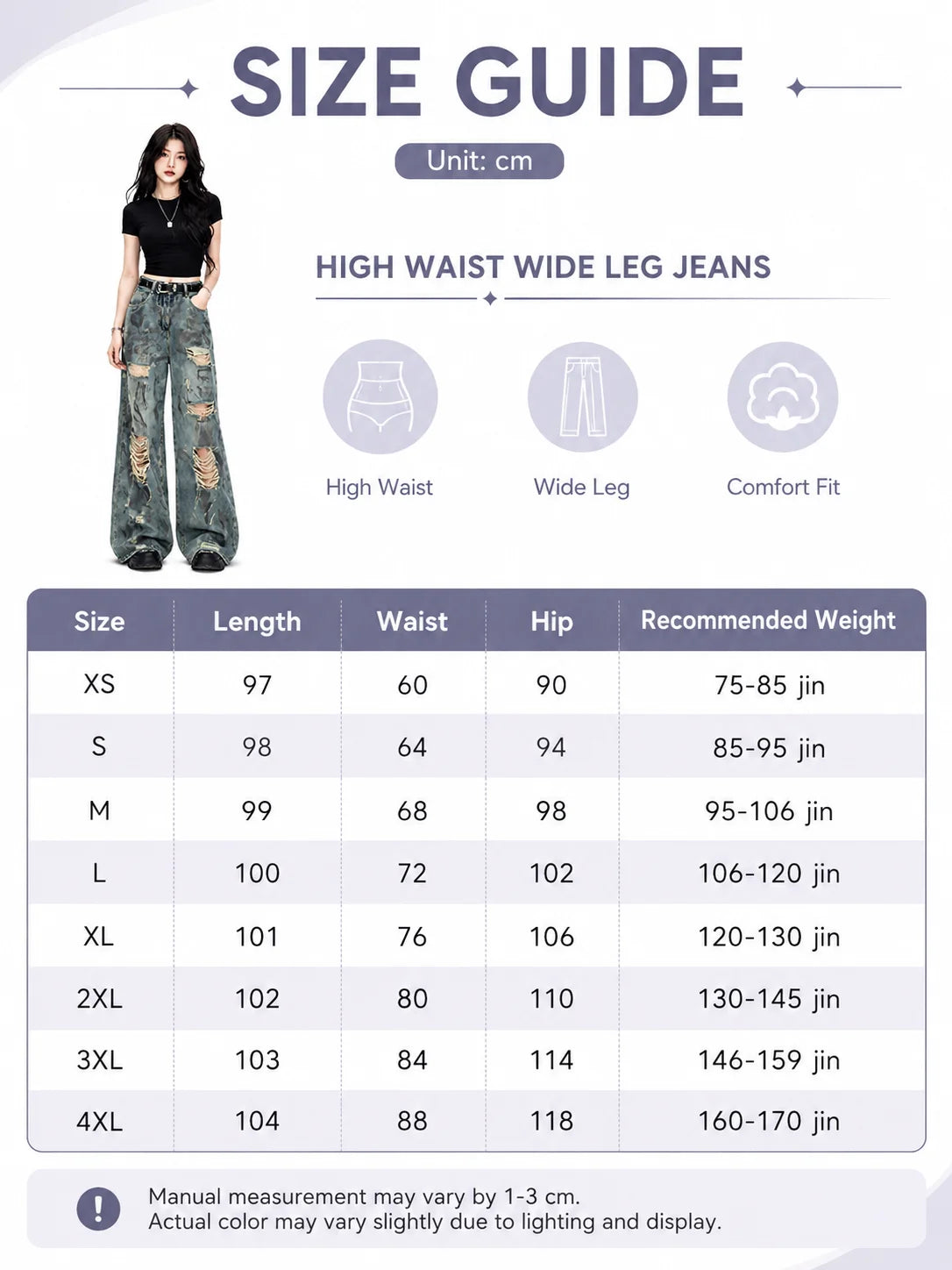 Women’s High Waist Wide Leg Ripped Jeans